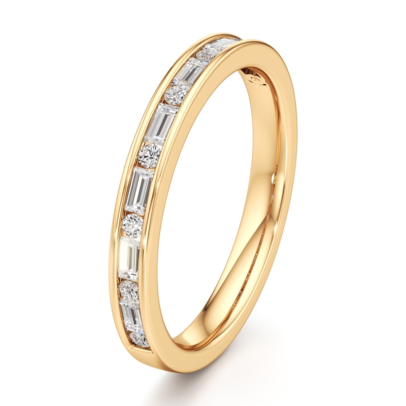 Main Image 4 of J'Lure Baguette & Round-Cut Lab-Created Diamond Wedding Band 3/8 ct tw 18K Yellow Gold