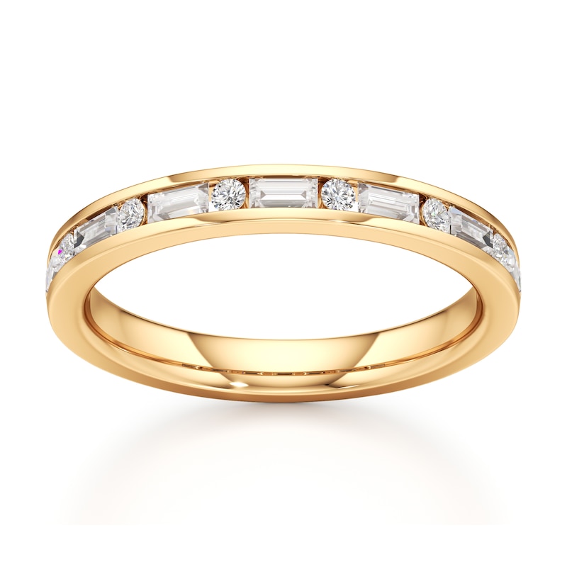 Main Image 1 of J'Lure Baguette & Round-Cut Lab-Grown Diamond Wedding Band 3/8 ct tw 18K Yellow Gold