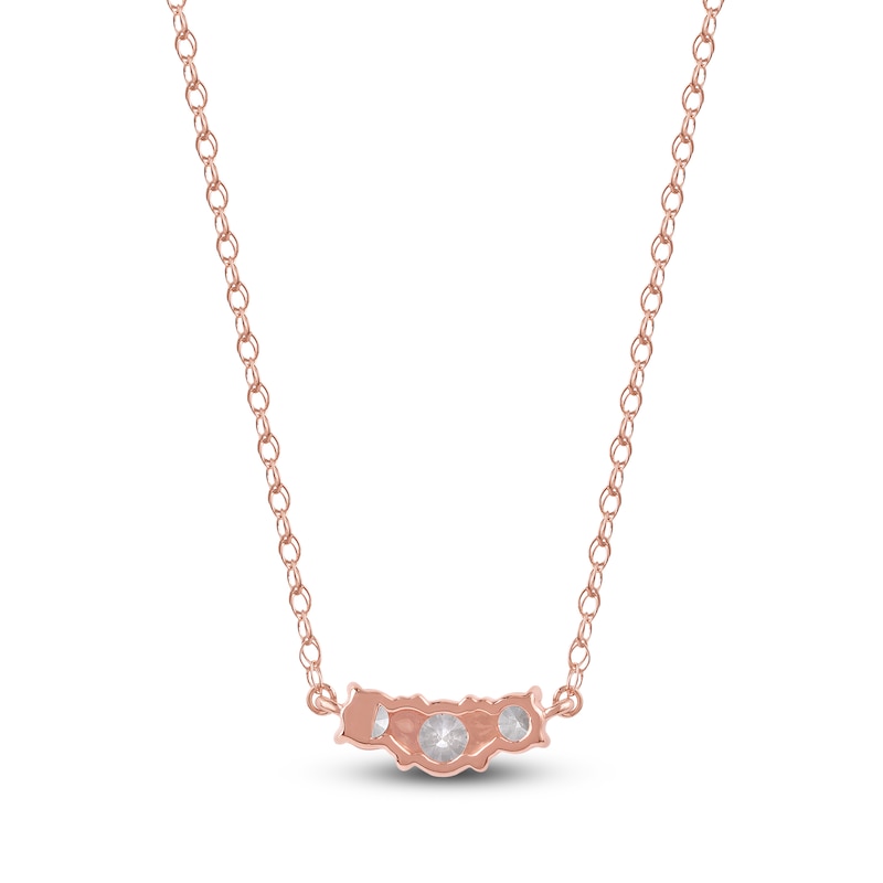 Main Image 3 of Lab-Grown Diamond Three-Stone Necklace 1/2 ct tw 14K Rose Gold 18"