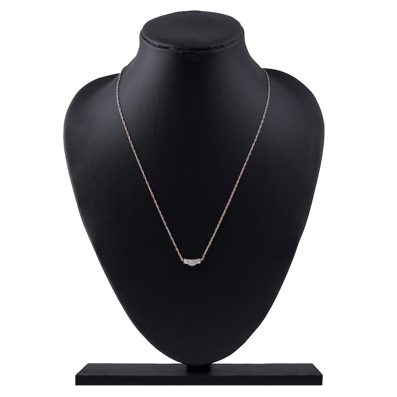 Main Image 5 of Lab-Grown Diamond Three-Stone Necklace 1/2 ct tw 14K Rose Gold 18"