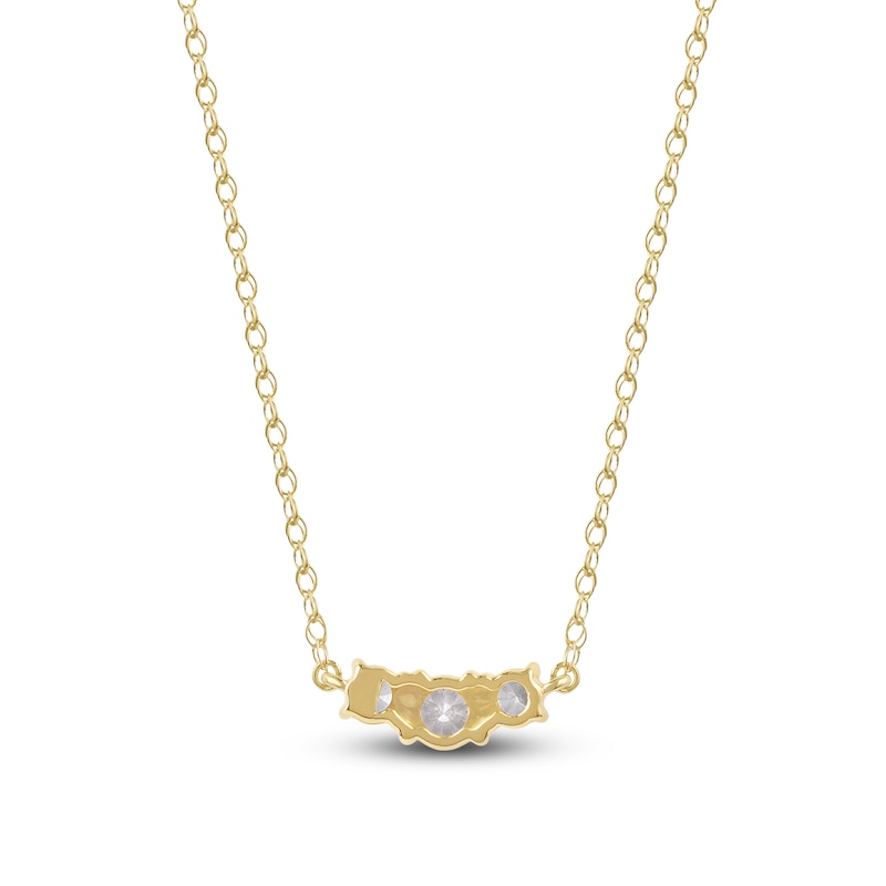 Main Image 3 of Lab-Grown Diamond Three-Stone Necklace 1/2 ct tw 14K Yellow Gold 18"
