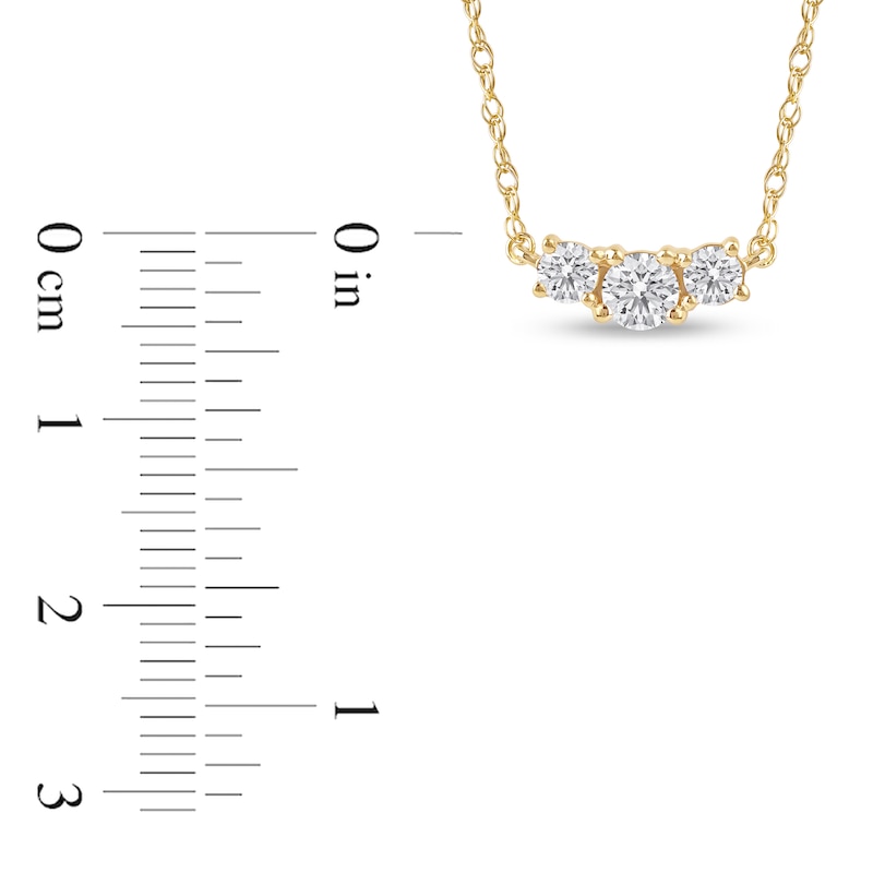 Main Image 4 of Lab-Grown Diamond Three-Stone Necklace 1/2 ct tw 14K Yellow Gold 18"