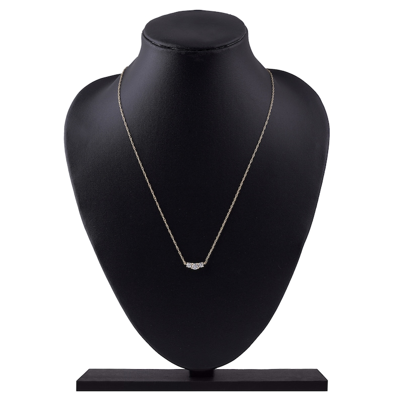 Main Image 5 of Lab-Grown Diamond Three-Stone Necklace 1/2 ct tw 14K Yellow Gold 18"
