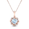 Thumbnail Image 1 of Natural Aquamarine Pendant Necklace 1/20 ct tw Diamonds 10K Rose Gold 18"