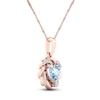 Thumbnail Image 2 of Natural Aquamarine Pendant Necklace 1/20 ct tw Diamonds 10K Rose Gold 18"