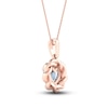 Thumbnail Image 4 of Natural Aquamarine Pendant Necklace 1/20 ct tw Diamonds 10K Rose Gold 18"