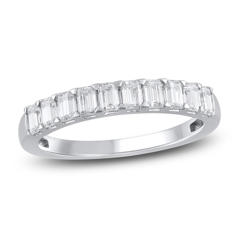 Main Image 1 of Emerald-Cut Lab-Grown Diamond Anniversary Ring 1 ct tw 14K White Gold