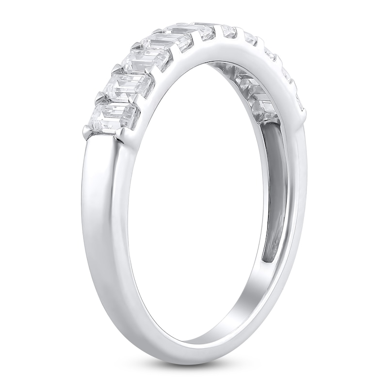 Main Image 2 of Emerald-Cut Lab-Grown Diamond Anniversary Ring 1 ct tw 14K White Gold