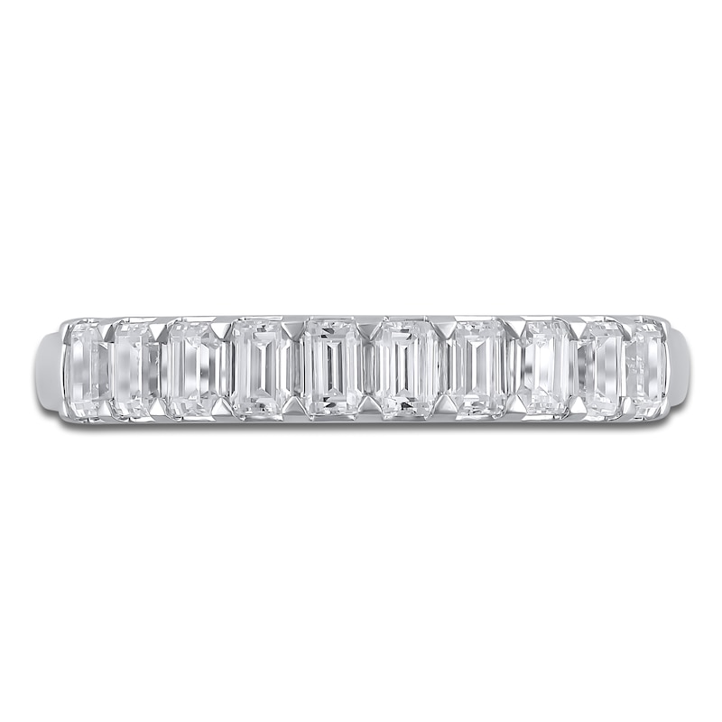 Main Image 3 of Emerald-Cut Lab-Grown Diamond Anniversary Ring 1 ct tw 14K White Gold