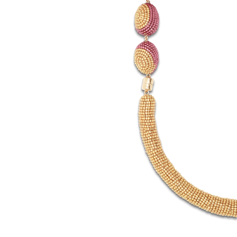 Main Image 2 of Susana Vega Amanto Necklace with Plum & Gold Glass Beads 24"