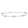 Thumbnail Image 1 of Rectangle-Cut Natural Swiss Blue Topaz & Diamond Station Bracelet 1/20 ct tw 10K White Gold 7.25"