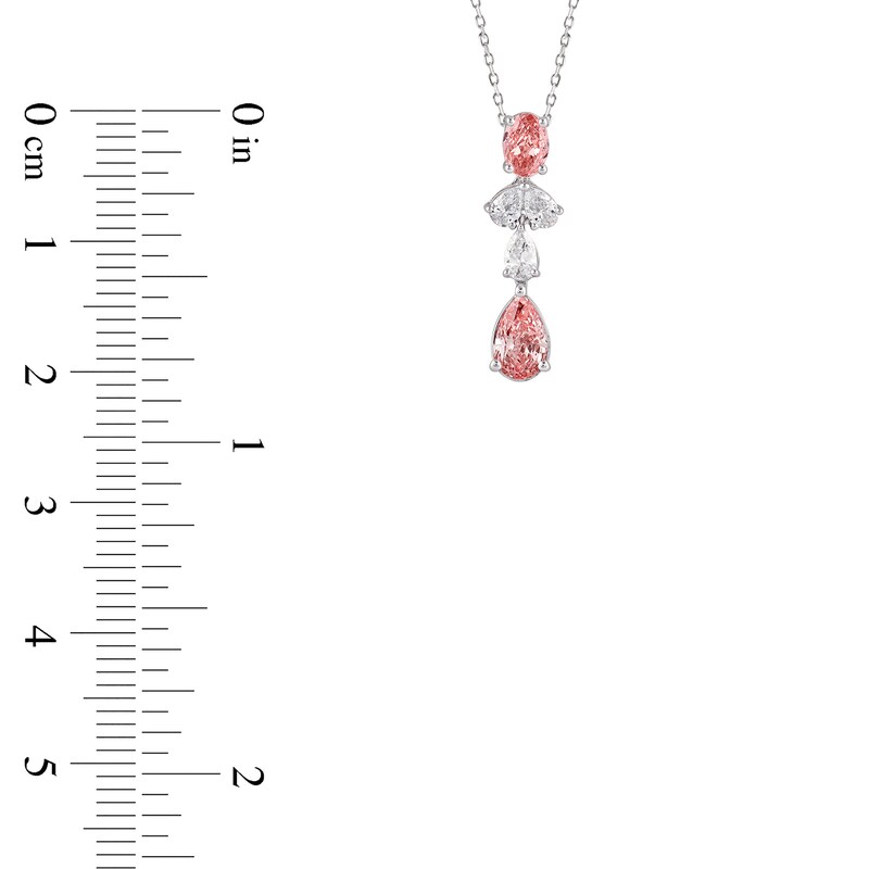 Main Image 2 of Multi-Shape Pink & White Lab-Grown Diamond Drop Necklace 2 ct tw 14K White Gold 18"