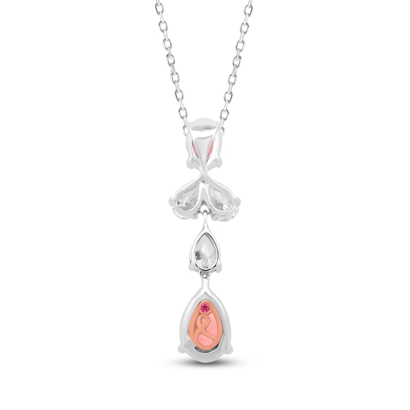 Main Image 4 of Multi-Shape Pink & White Lab-Grown Diamond Drop Necklace 2 ct tw 14K White Gold 18"