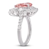 Thumbnail Image 2 of Pear-Shaped Pink Lab-Grown Diamond & White Lab-Grown Diamond Halo Fashion Ring 4-1/2 ct tw 14K White Gold