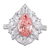 Thumbnail Image 3 of Pear-Shaped Pink Lab-Grown Diamond & White Lab-Grown Diamond Halo Fashion Ring 4-1/2 ct tw 14K White Gold