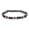 Thumbnail Image 1 of Men's Natural Jasper, Tiger's Eye Quartz & Bronzite Bead Bracelet Black Ion-Plated Stainless Steel 8.5"