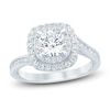 Thumbnail Image 1 of Round-Cut Lab-Grown Diamond Bypass Halo Ring 1 ct tw 14K White Gold