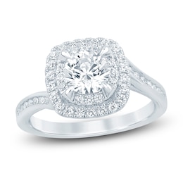 Round-Cut Lab-Grown Diamond Bypass Halo Ring 1 ct tw 14K White Gold