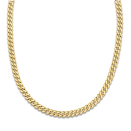 Cuban Curb Chain Necklace 8mm Semi-Solid 14K Yellow Gold 22"