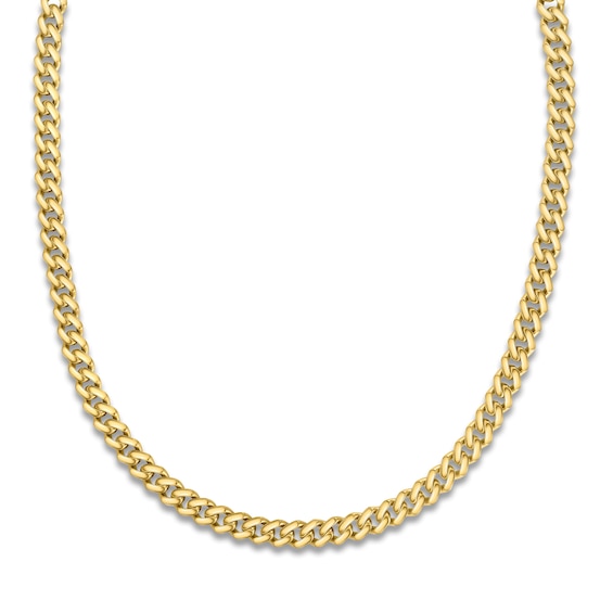 Cuban Curb Chain Necklace 8mm Semi-Solid 14K Yellow Gold 22"
