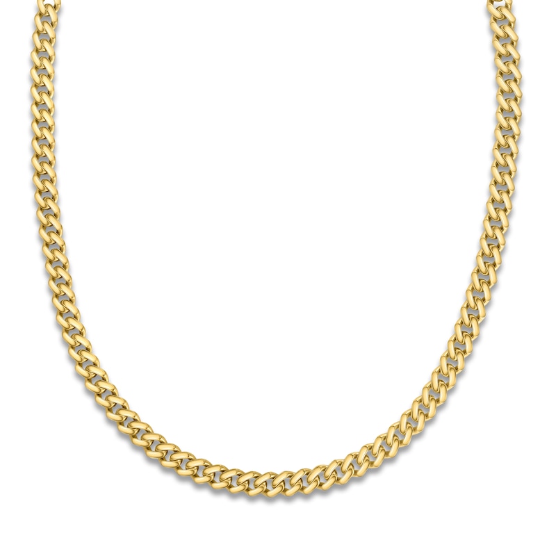 Main Image 1 of Cuban Curb Chain Necklace 8mm Semi-Solid 14K Yellow Gold 22"