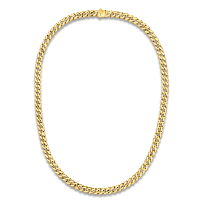 Main Image 2 of Cuban Curb Chain Necklace 8mm Semi-Solid 14K Yellow Gold 22"