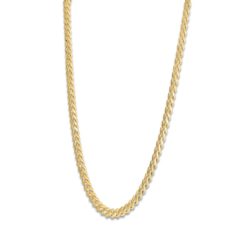 Main Image 4 of Cuban Curb Chain Necklace 8mm Semi-Solid 14K Yellow Gold 22"