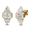 Thumbnail Image 2 of J'Lure Imperial Emerald Step-Cut & Trillion Curved Brilliant-Cut Lab-Grown Diamond Stud Earrings 3-1/8 ct tw 14K Yellow Gold