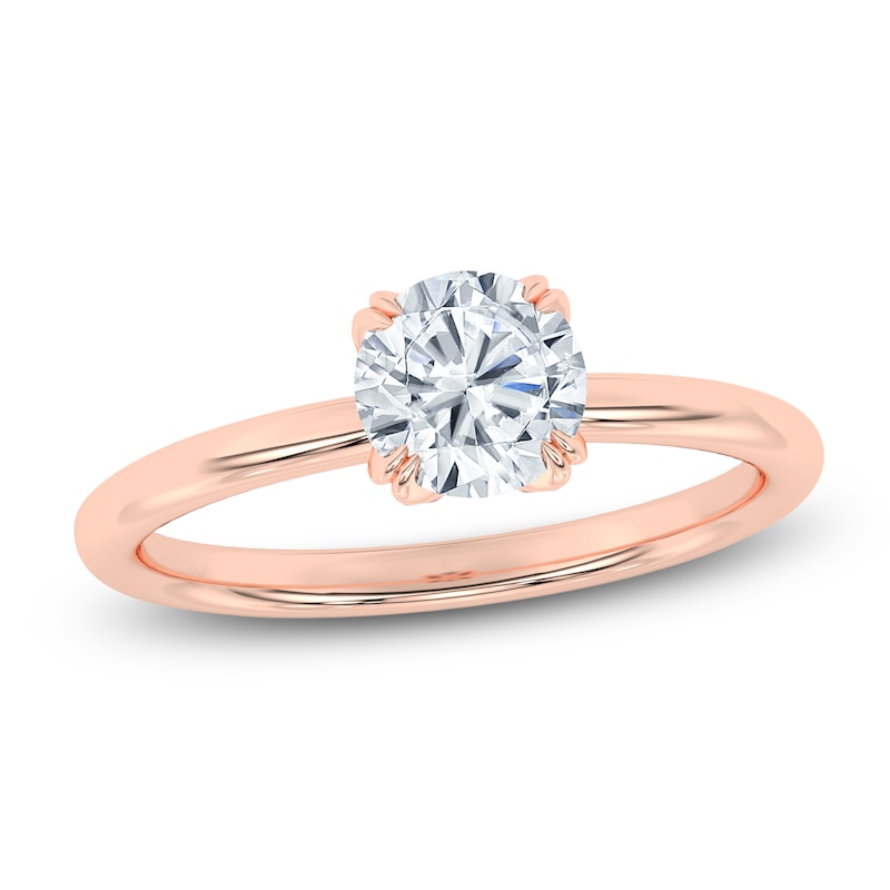 Main Image 1 of Certified Round-Cut Solitaire Diamond Engagement Ring 1 ct tw 18K Rose Gold (SI2/G)