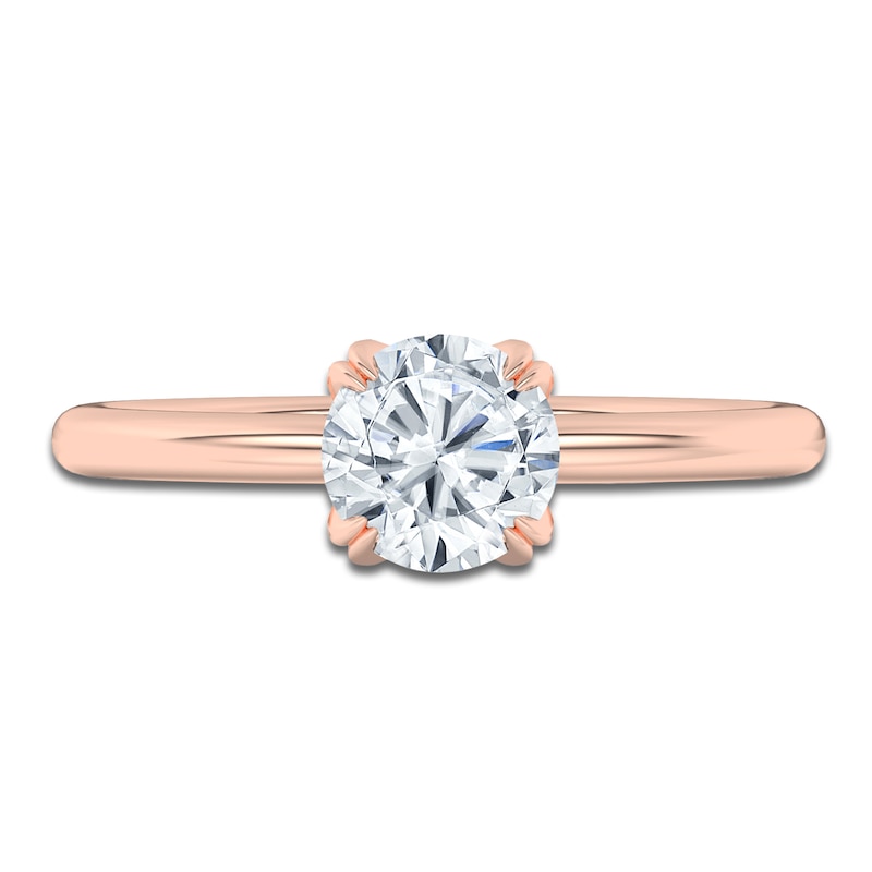 Main Image 3 of Certified Round-Cut Solitaire Diamond Engagement Ring 1 ct tw 18K Rose Gold (SI2/G)