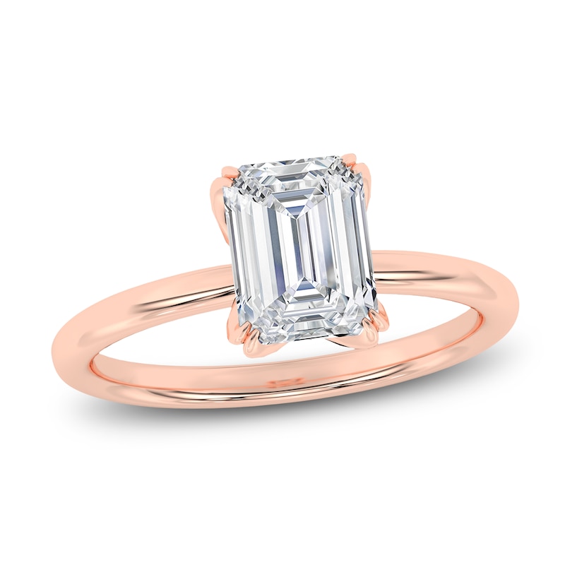 Main Image 1 of Certified Emerald-Cut Diamond Solitaire Engagement Ring 2 ct tw 18K Rose Gold (SI2/G)