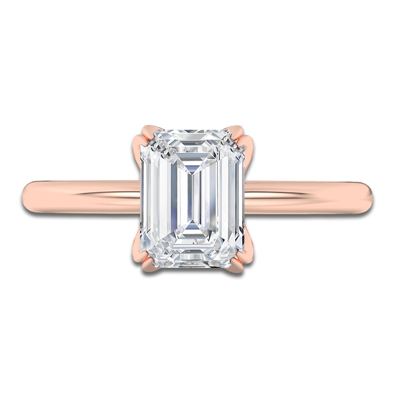 Main Image 3 of Certified Emerald-Cut Diamond Solitaire Engagement Ring 2 ct tw 18K Rose Gold (SI2/G)