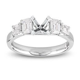 Storied Diamond Desert Sands of Eternity Emerald-Cut Engagement Ring Setting 1 ct tw Platinum