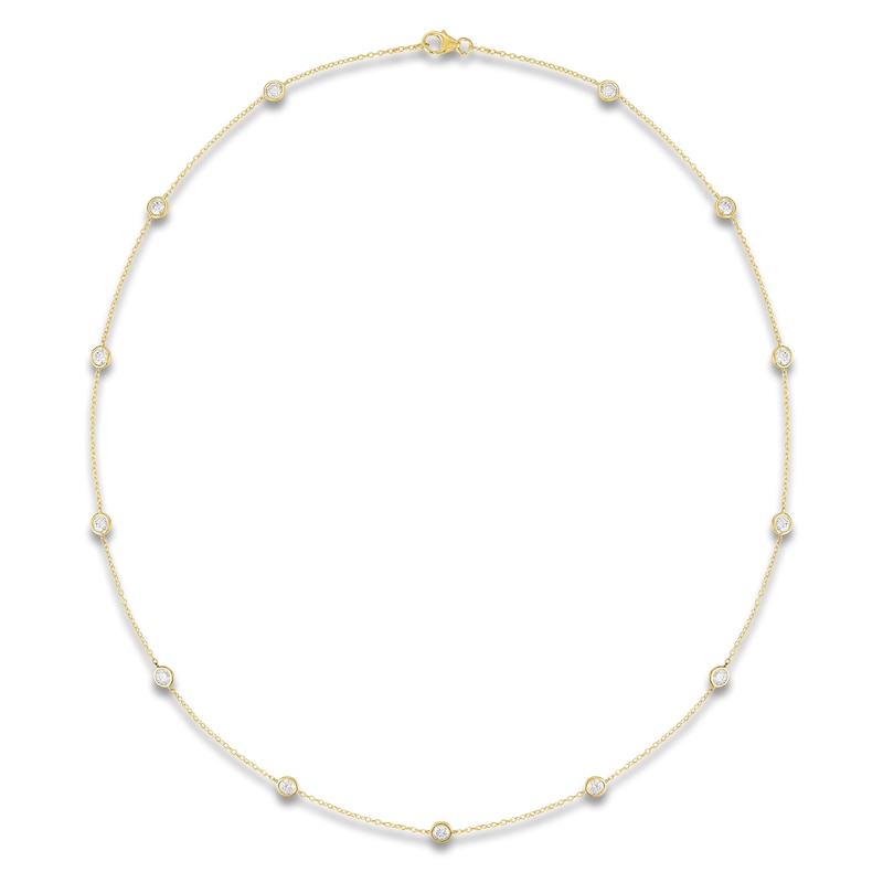 Lab-Grown Diamond Bezel-Set Station Necklace 2 ct tw 10K Yellow Gold 18"