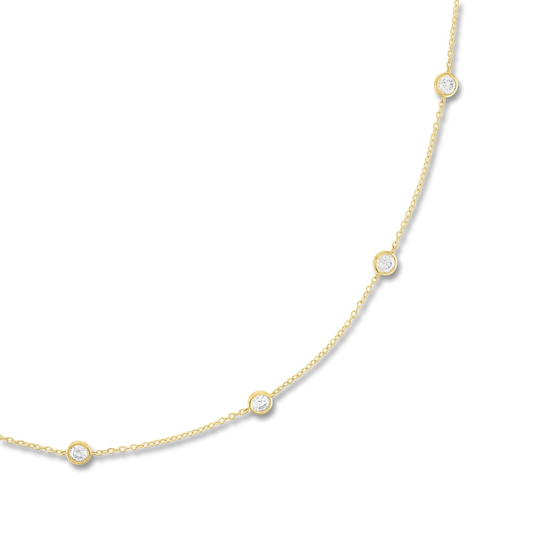 Main Image 2 of Lab-Grown Diamond Bezel-Set Station Necklace 2 ct tw 10K Yellow Gold 18"
