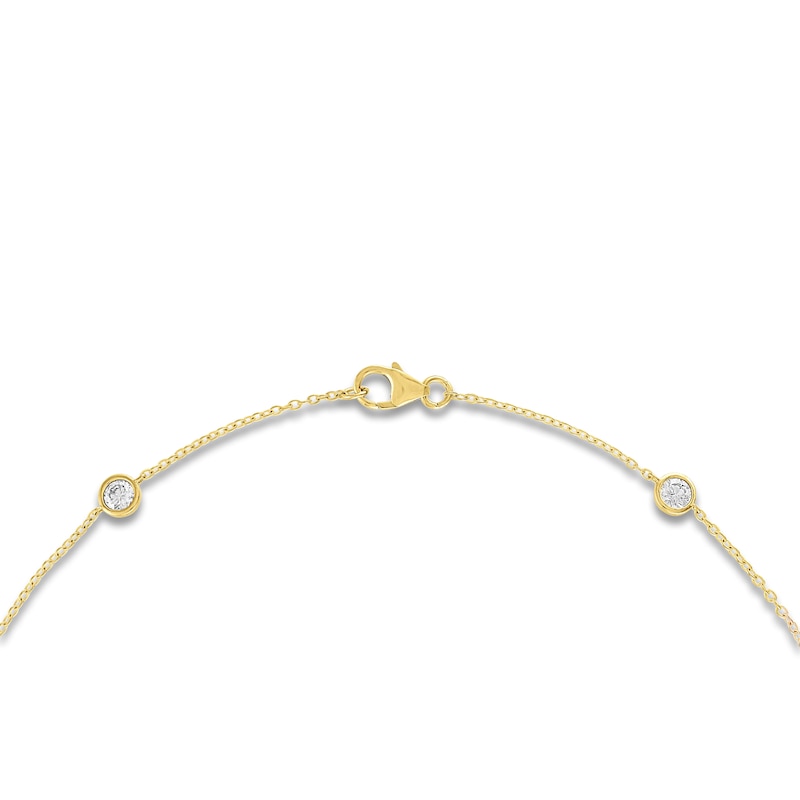 Main Image 3 of Lab-Grown Diamond Bezel-Set Station Necklace 2 ct tw 10K Yellow Gold 18"