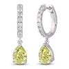 Thumbnail Image 1 of Pear-Shaped Yellow Lab-Grown Diamond & White Lab-Grown Diamond Hoop Earrings 2 ct tw 14K White Gold