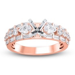 Pear, Round & Baguette-Cut Lab-Grown Diamond Engagement Ring Setting 1 ct tw 14K Rose Gold
