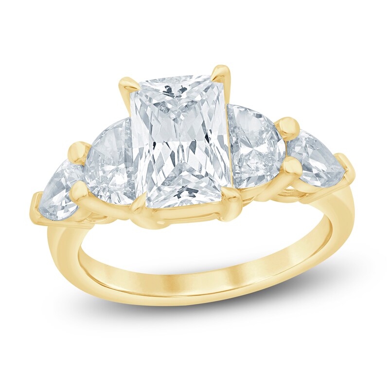 Main Image 1 of Radiant-Cut, Half-Moon-Cut & Pear-Shaped Lab-Grown Diamond Engagement Ring 4 ct tw 14K Yellow Gold