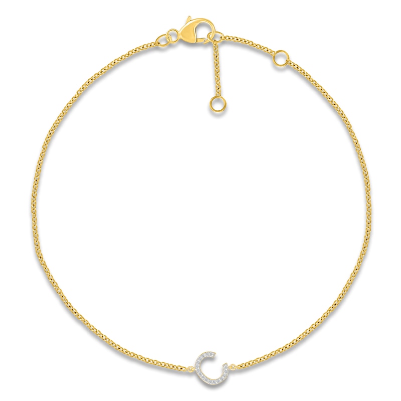 Main Image 1 of Diamond Initial C Bracelet 1/15 ct tw 10K Yellow Gold 7.5"