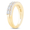 Thumbnail Image 2 of Certified Emerald & Round-Cut Diamond Two-Row Anniversary Ring 1-1/5 ct tw 14K Yellow Gold