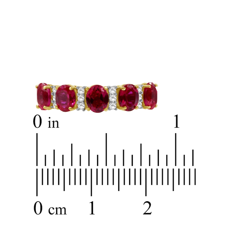 Main Image 4 of Oval-Cut Natural Ruby & Diamond Ring 1/8 ct tw 10K Yellow Gold