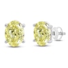 Thumbnail Image 1 of Oval-Cut Yellow Lab-Grown Diamond Solitaire Stud Earrings 2 ct tw 14K White Gold