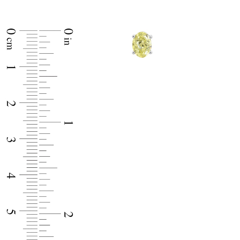 Main Image 2 of Oval-Cut Yellow Lab-Grown Diamond Solitaire Stud Earrings 2 ct tw 14K White Gold
