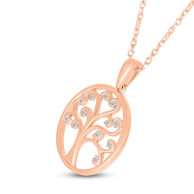Main Image 2 of Diamond Tree of Life Circle Necklace 1/20 ct tw 10K Rose Gold 18"