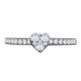 Multi-Diamond Heart Promise Ring 3/8 ct tw 10K White Gold