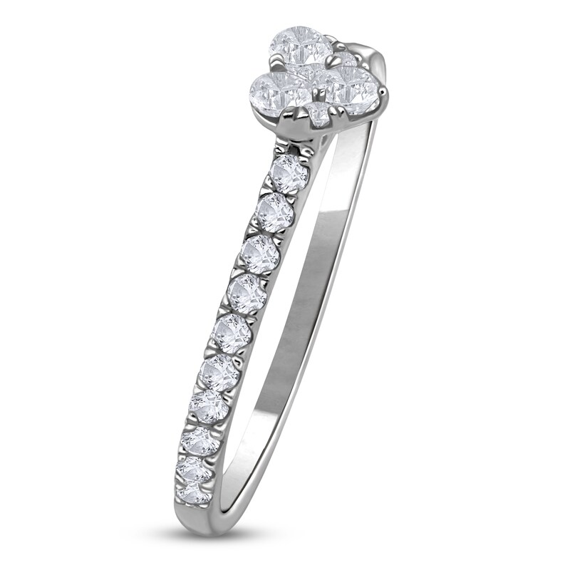Main Image 2 of Multi-Diamond Heart Promise Ring 3/8 ct tw 10K White Gold