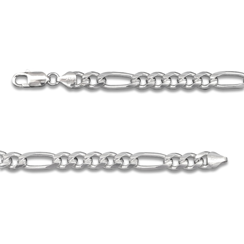 Main Image 2 of Figaro Chain Bracelet 7.5mm Solid Sterling Silver 8.5"