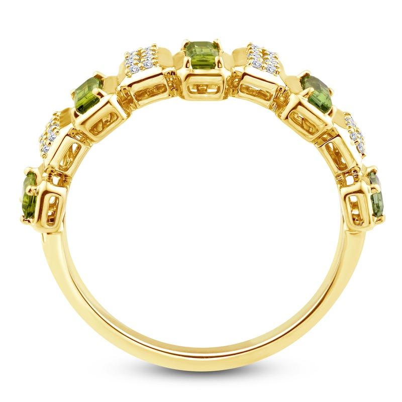 Main Image 2 of Baguette-Cut Natural Brazilian Cruzeiro Tourmaline & Diamond Ring 1/8 ct tw 14K Yellow Gold