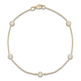 Lab-Grown Diamond Bezel-Set Station Bracelet 1/2 ct tw 14K Yellow Gold 7.5"